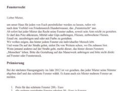 Denk-Haus Dachau: Fensterrecht - Brief an Mietern